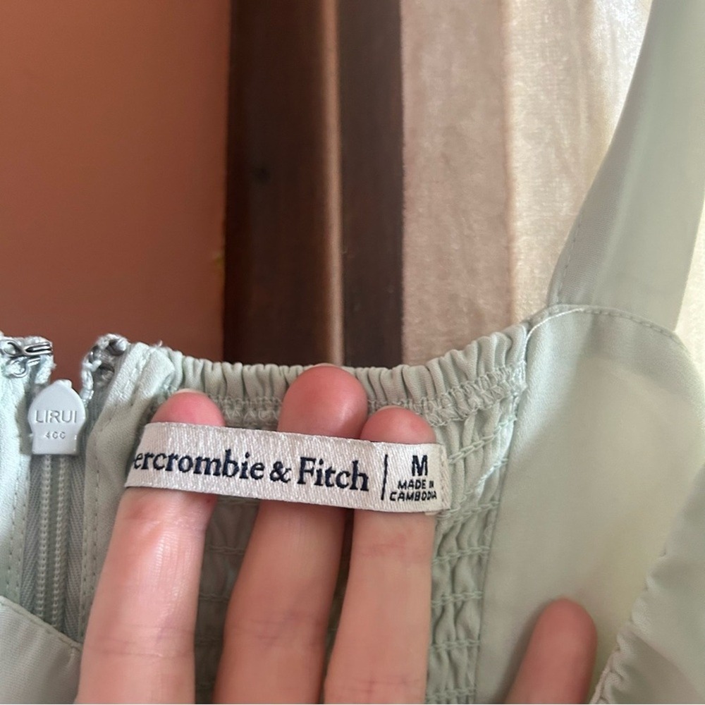 Abercrombie & Fitch Ruffle Mini Dress Babydoll Mint Green Preppy Pastel Size M - Picture 4 of 6
